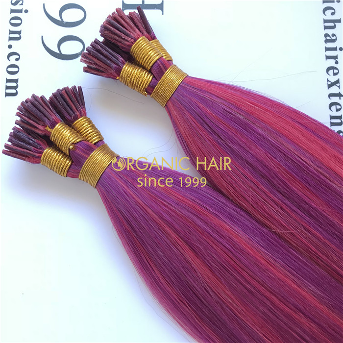 Wholesale best human remy itip hair extensions #Violet/Fucsia color X40